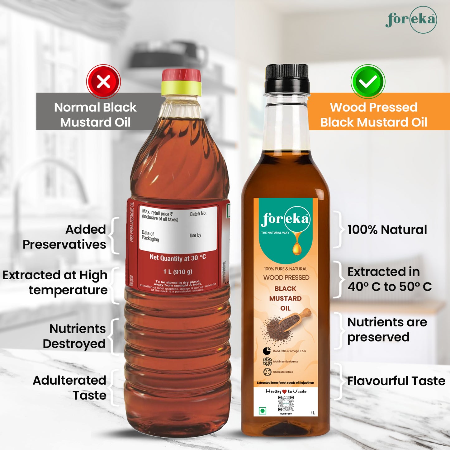 Foreka Wood Pressed Black Mustard Oil - 1L