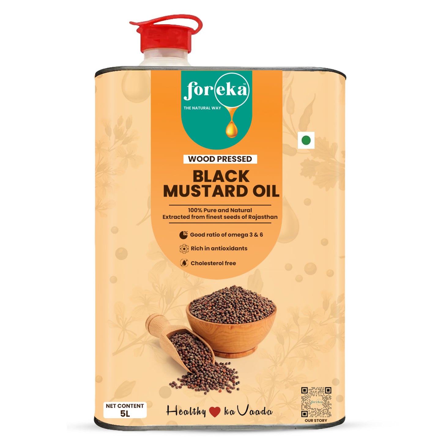 Foreka Wood Pressed Black Mustard Oil - 5L
