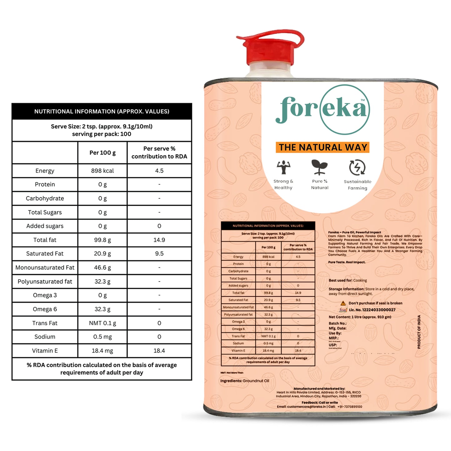 Foreka Wood Pressed Groundnut Oil - 5L
