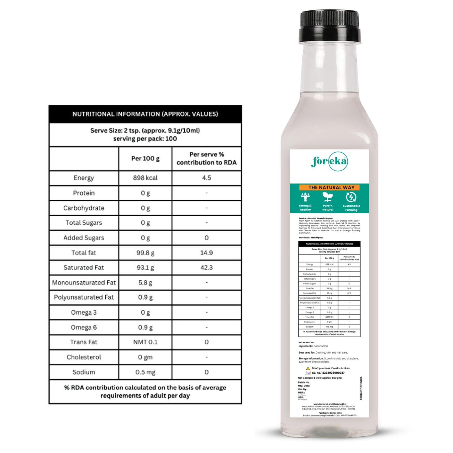 Foreka Wood Pressed Coconut Oil - 1L