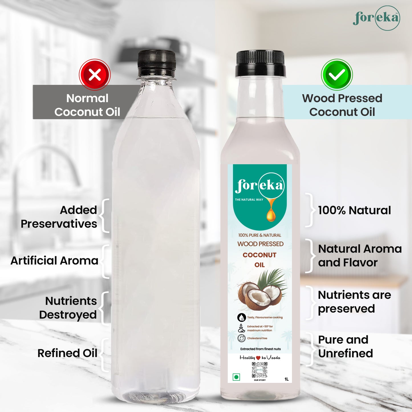 Foreka Wood Pressed Coconut Oil - 1L