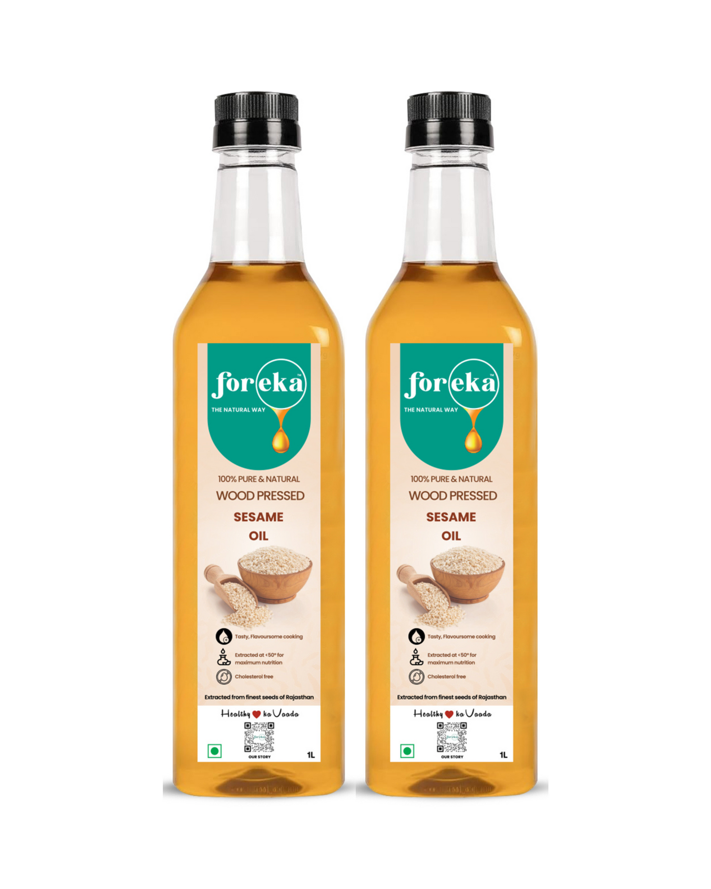 Foreka Wood Pressed Sesame Oil - 1L (Pack of 2)