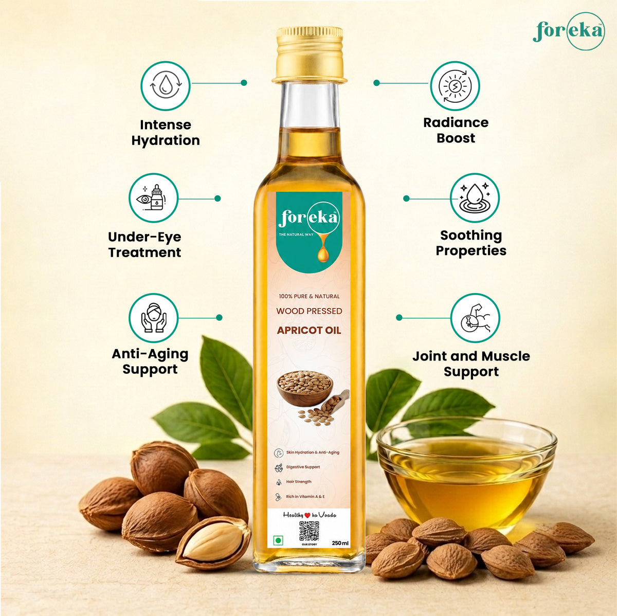 Foreka Wood Pressed Apricot Oil - 250ML