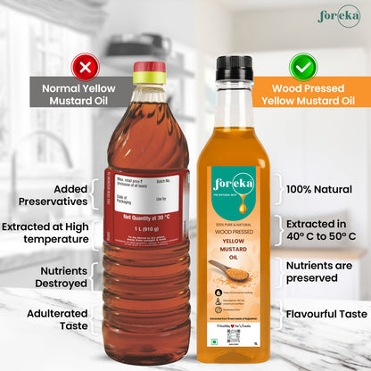 Foreka Wood Pressed Yellow Mustard Oil - 1L
