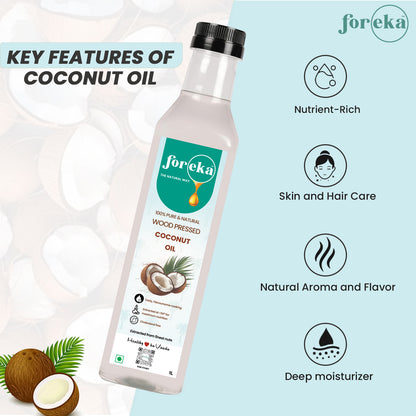Foreka Wood Pressed Coconut Oil - 1L (Pack of 2)