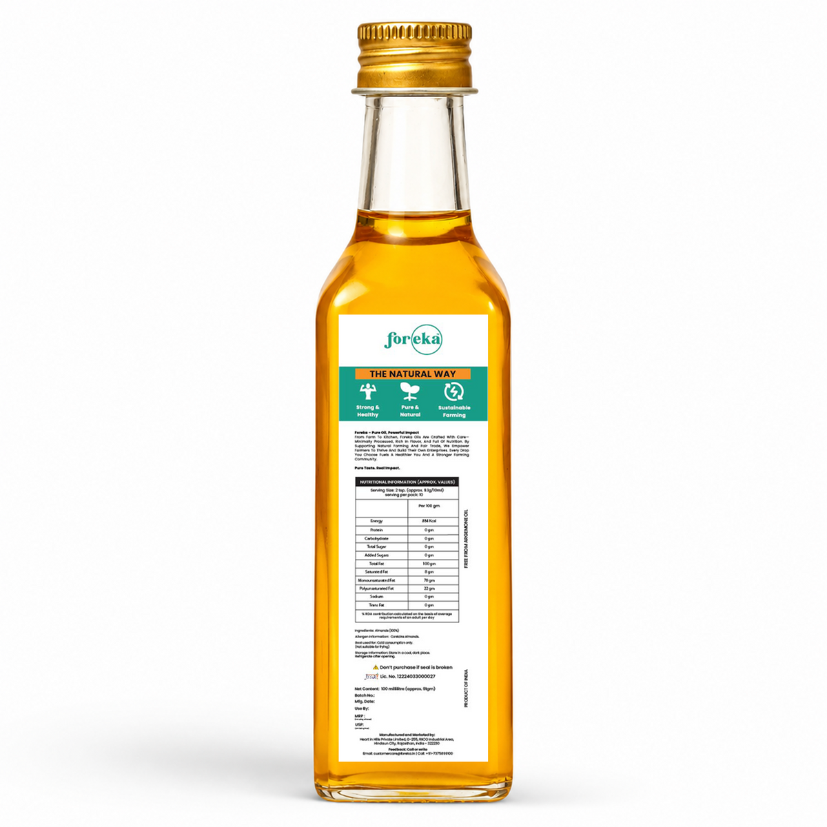 Foreka Wood Pressed Almond Oil - 100ML
