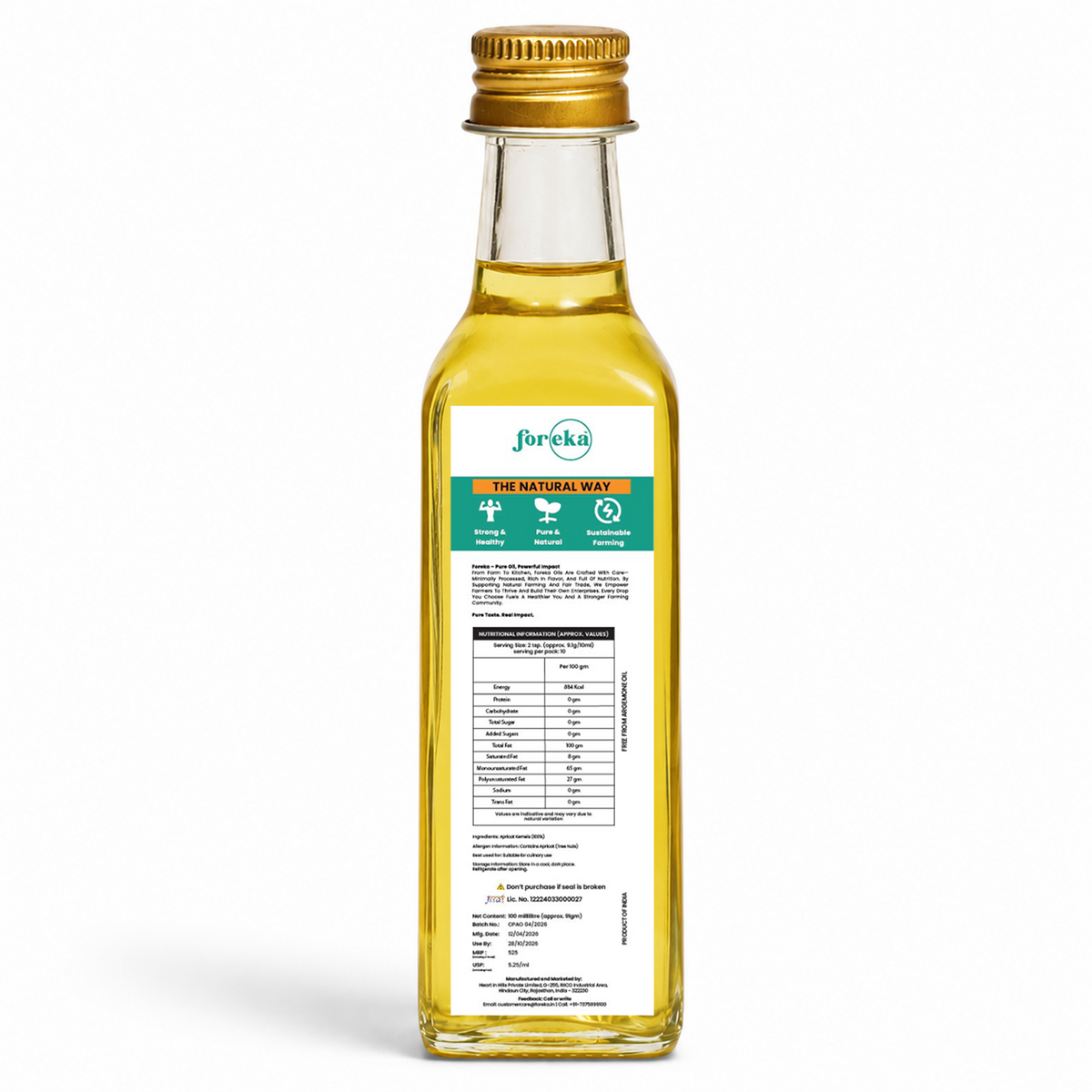 Foreka Wood Pressed Apricot Oil - 100ML