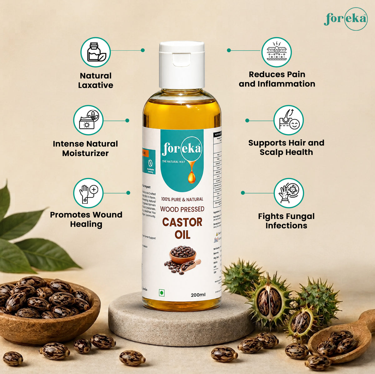 Foreka Wood Pressed Castor Oil - 100ML