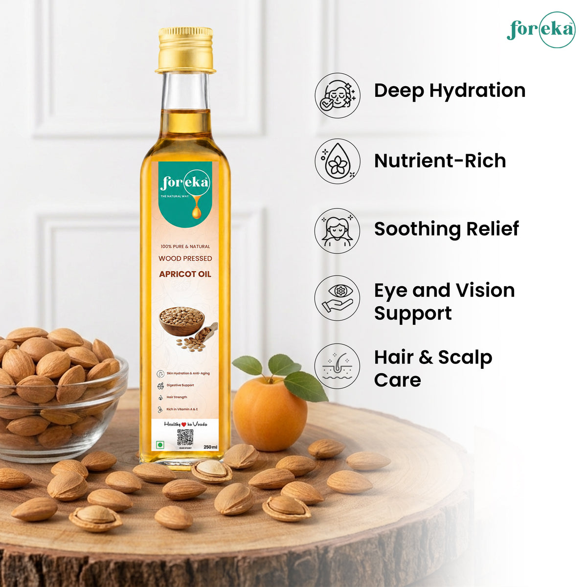 Foreka Wood Pressed Apricot Oil - 250ML