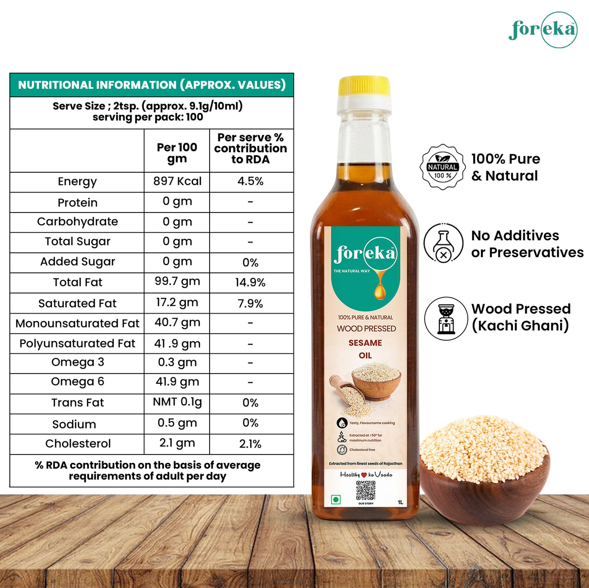 Foreka Wood Pressed Sesame Oil - 500ML