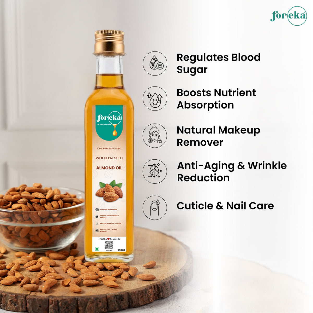 Foreka Wood Pressed Almond Oil - 250ML