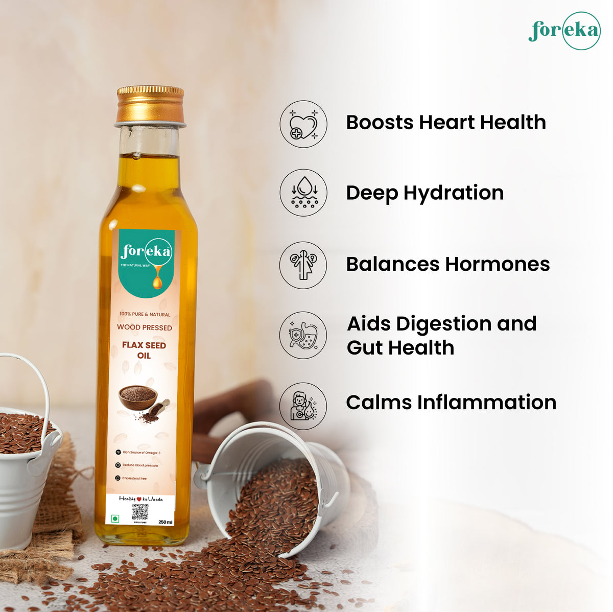Foreka Wood Pressed Flaxseed Oil - 100ML
