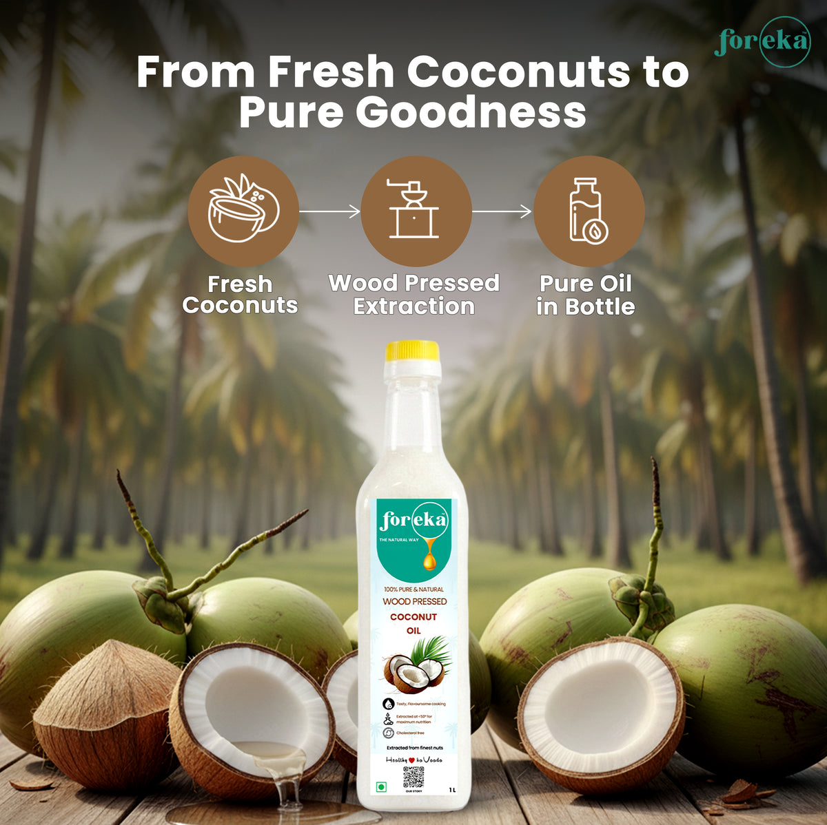 Foreka Wood Pressed Coconut Oil - 500ML