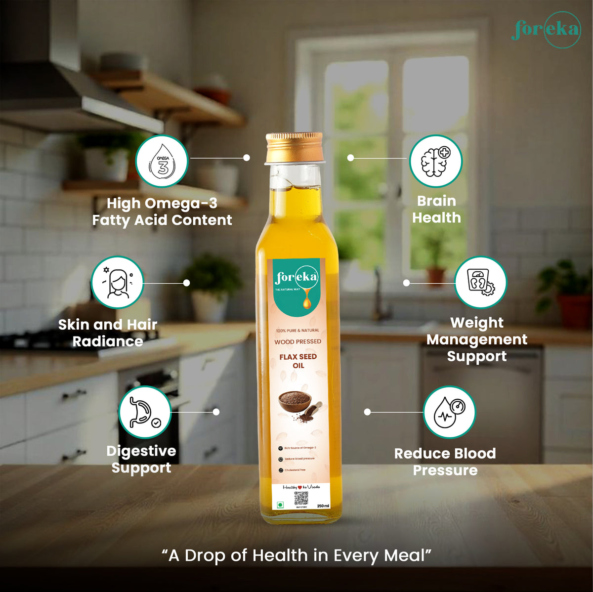 Foreka Wood Pressed Flaxseed Oil - 100ML