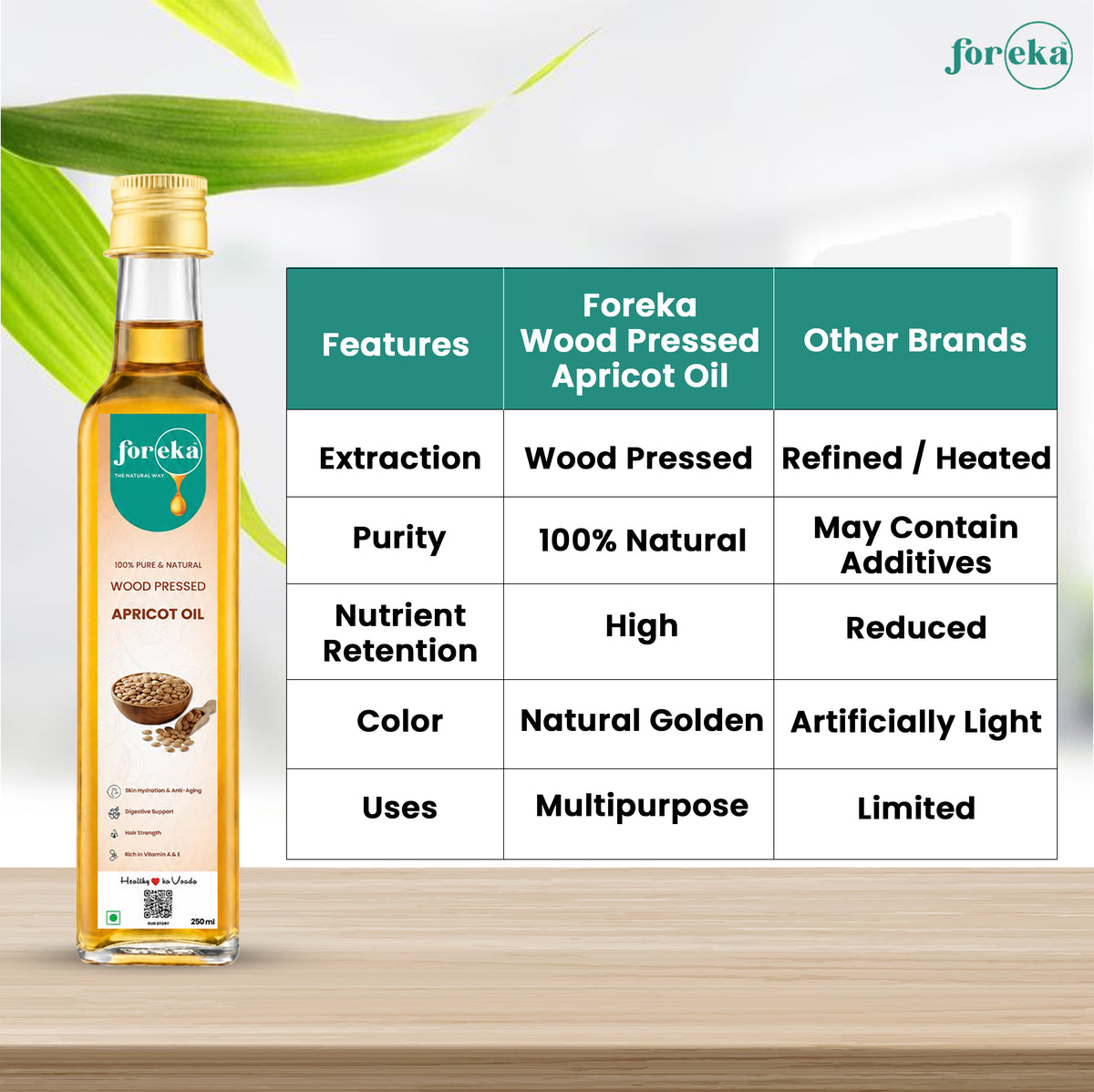 Foreka Wood Pressed Apricot Oil - 250ML