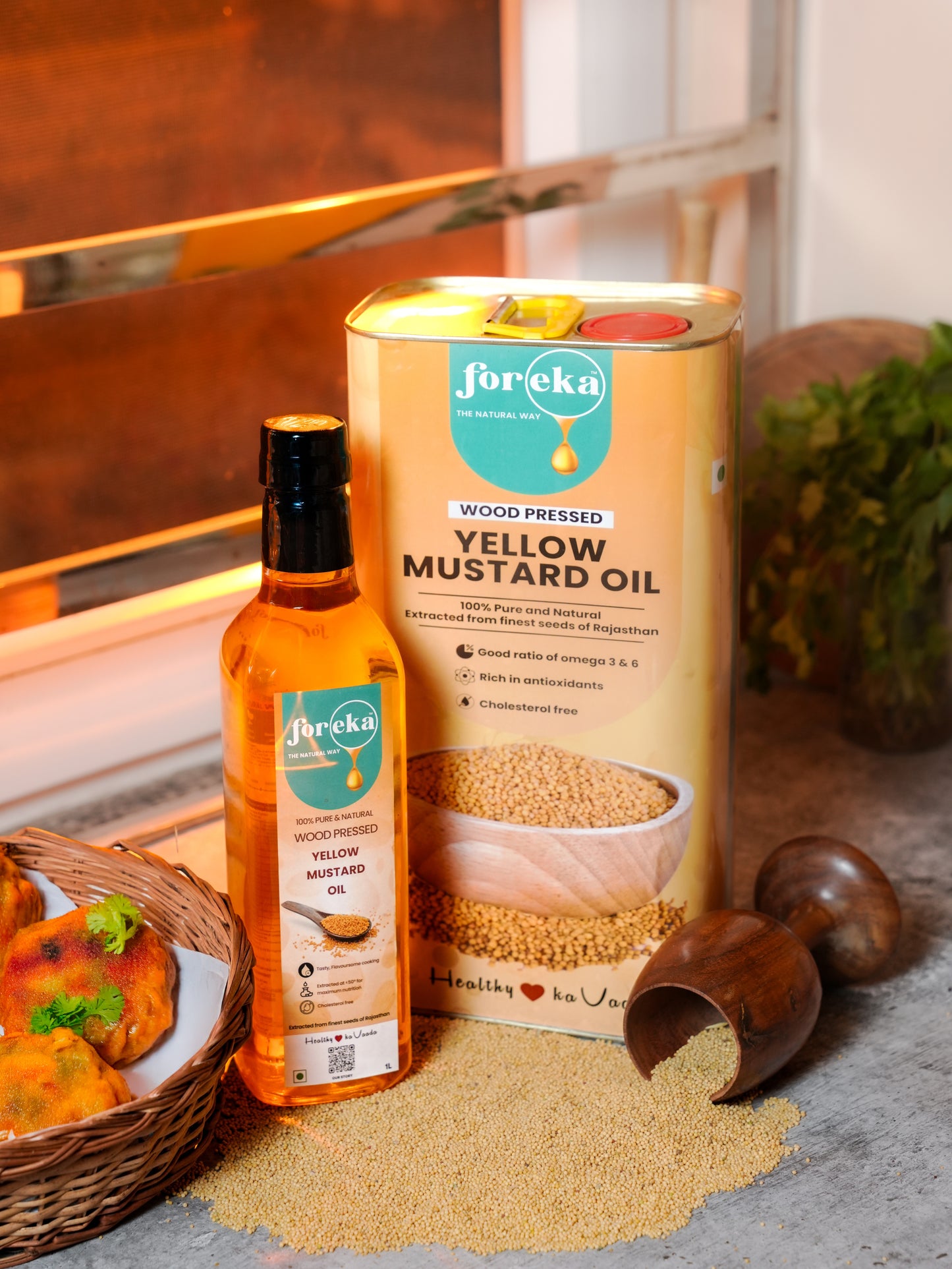 Foreka Wood Pressed Yellow Mustard Oil - 5L