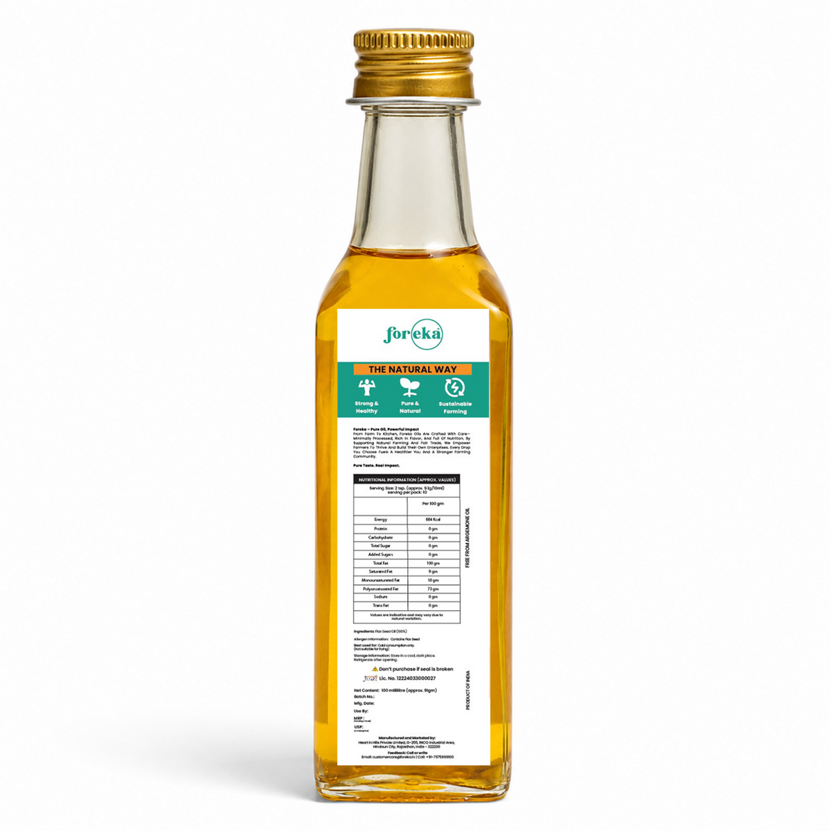 Foreka Wood Pressed Flaxseed Oil - 100ML