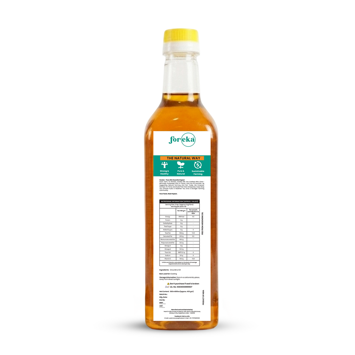 Foreka Wood Pressed Groundnut Oil - 500ML