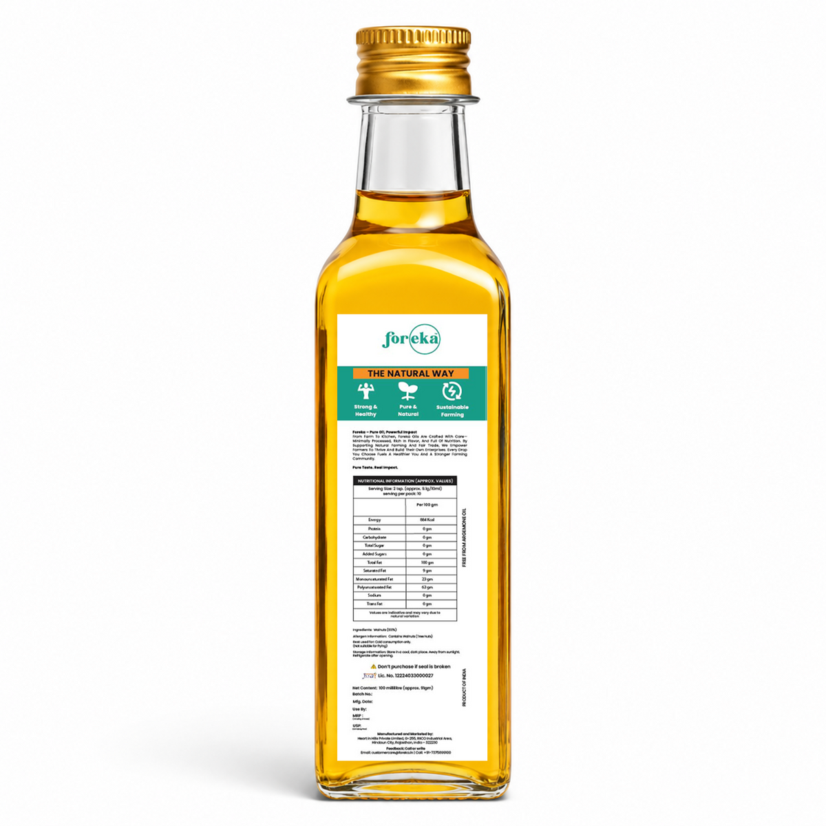 Foreka Wood Pressed Walnut Oil - 100ML